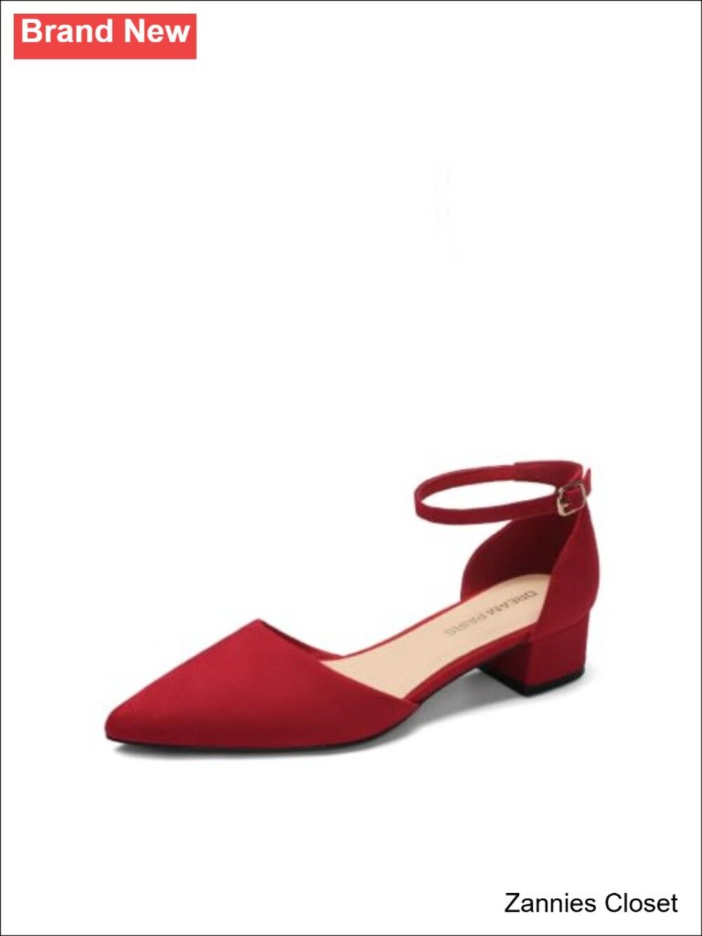 ✨ DREAM PAIRS Women's Low Heel Pointed Toe Dress Pumps with Ankle Strap